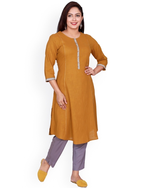 

SUTI Women Mustard Yellow & White Cotton Kurta