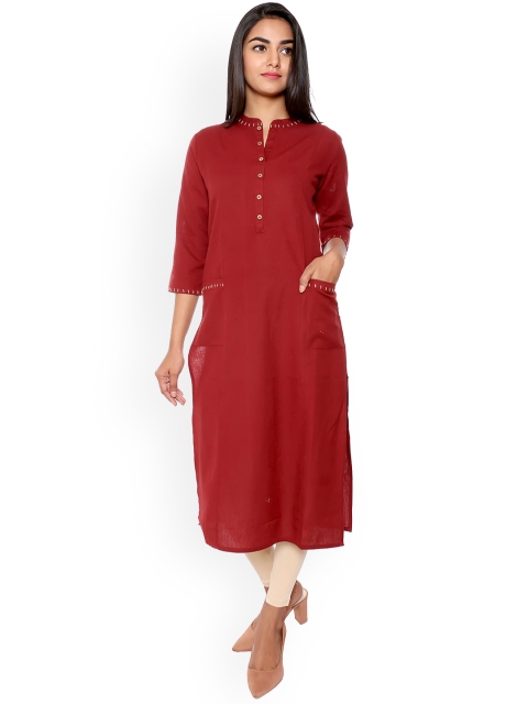 

SUTI Women Maroon Solid Casual Kurta