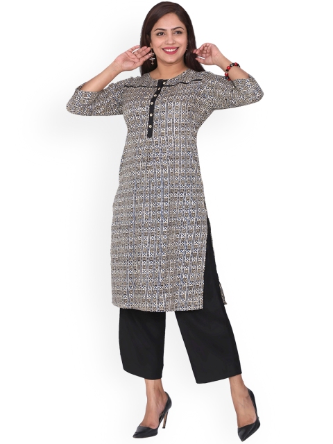 

SUTI Women Blue & White Geometric Printed Kurta