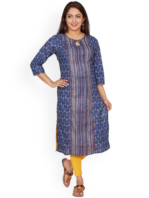 

SUTI Women Blue Ethnic Motifs Striped Kurta