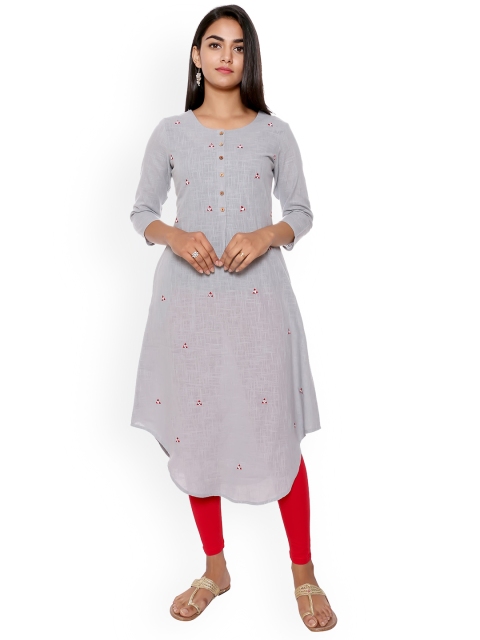 

SUTI Women Grey Embroidered Thread Work Kurta