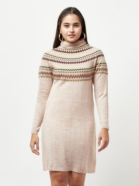

Knitstudio Beige Bohemian Woolen Sweater Dress