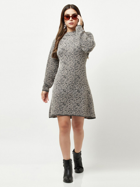 

Knitstudio Grey Floral Woolen Sweater Dress