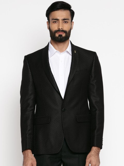 

Park Avenue Black Self-Checked Single-Breasted Slim Fit Blazer