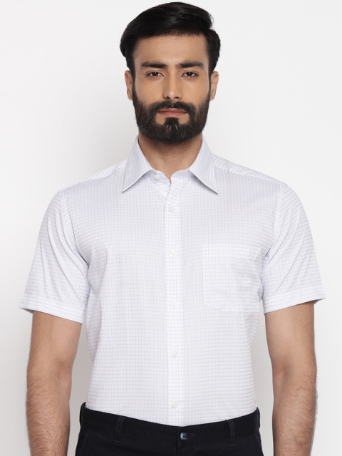 

Park Avenue Men White Checked Formal Shirt