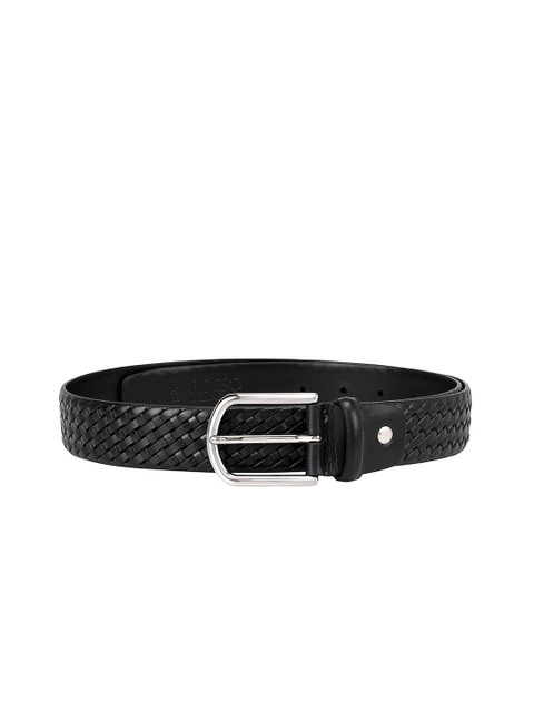 

ROSSO BRUNELLO Men Black Textured Leather Belt