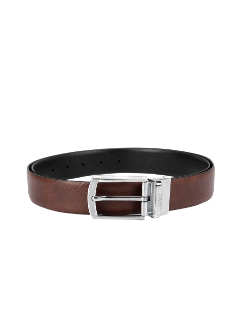 

ROSSO BRUNELLO Men Brown Textured Leather Belt