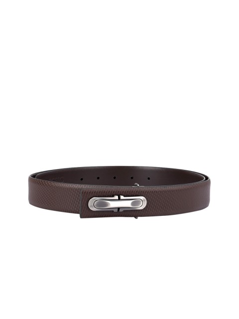 

ROSSO BRUNELLO Men Brown Textured Leather Belt