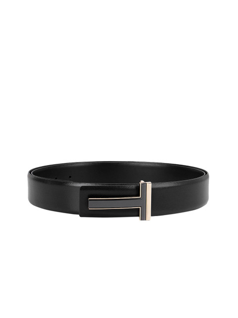 

ROSSO BRUNELLO Men Black Leather Formal Belt