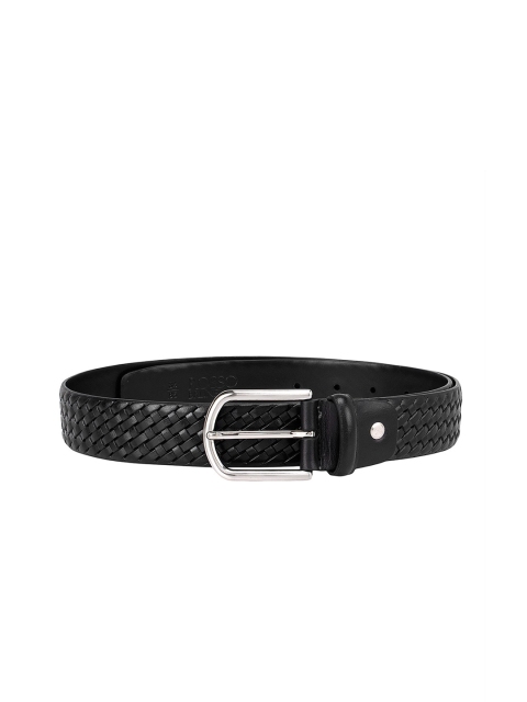 

ROSSO BRUNELLO Men Black Textured Leather Belt