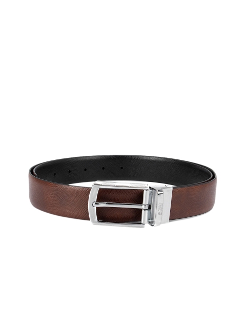 

ROSSO BRUNELLO Men Brown Textured Leather Belt