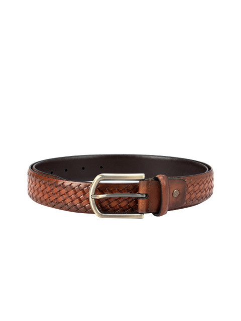 

ROSSO BRUNELLO Men Tan Textured Leather Belt