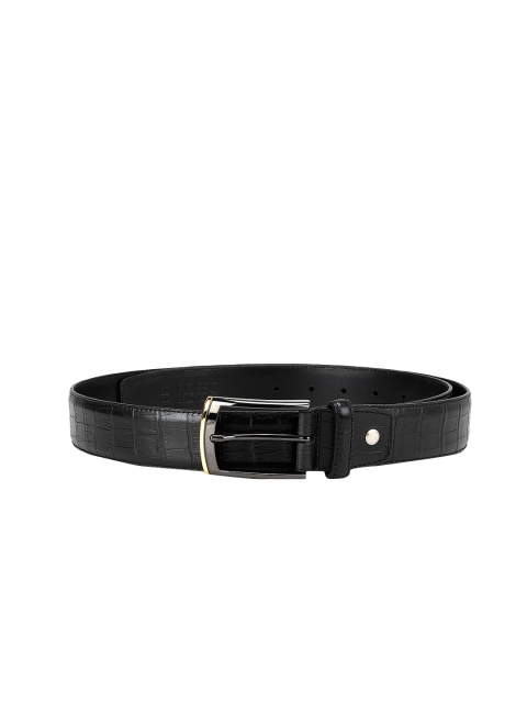 

ROSSO BRUNELLO Men Black Textured Leather Formal Belt