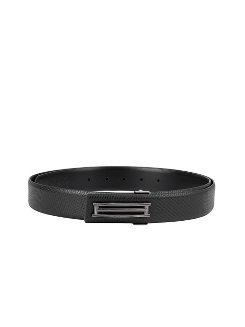 

ROSSO BRUNELLO Men Black Textured Leather Belt