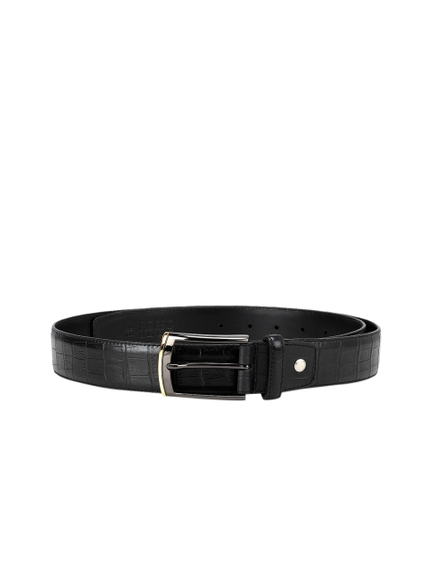 

ROSSO BRUNELLO Men Black Textured Leather Belt