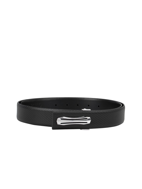 

ROSSO BRUNELLO Men Black Textured Leather Formal Belt