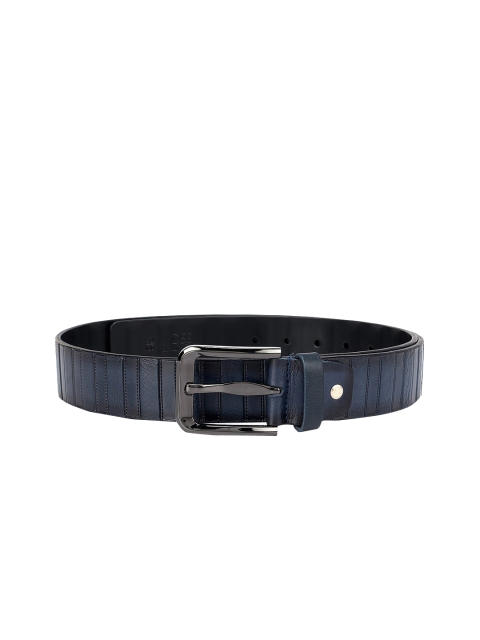 

ROSSO BRUNELLO Men Navy Blue Textured Leather Belt