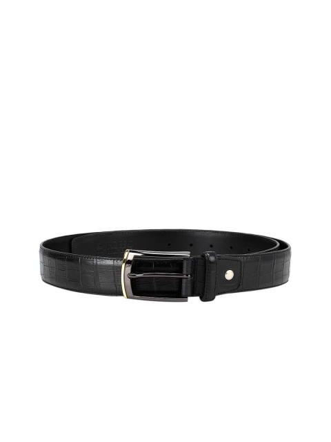 

ROSSO BRUNELLO Men Black Textured Leather Formal Belt