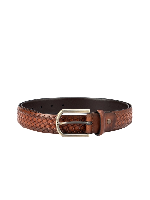 

ROSSO BRUNELLO Men Tan Textured Leather Belt