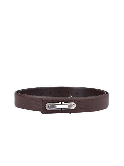 

ROSSO BRUNELLO Men Brown Textured Leather Belt