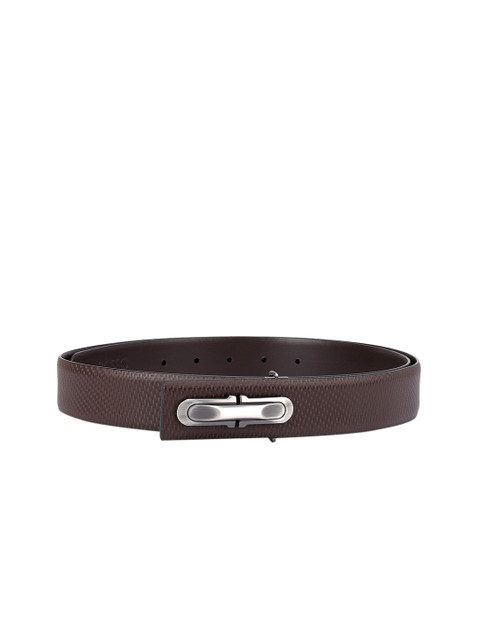 

ROSSO BRUNELLO Men Brown Textured Leather Formal Belt