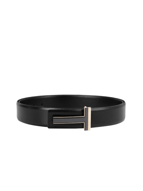 

ROSSO BRUNELLO Men Black Solid Leather Belt