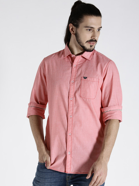 

s.Oliver Men Pink Slim Fit Solid Casual Shirt
