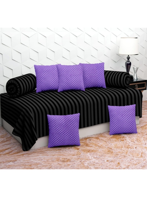 

BELVOSTUM Set of 8 Purple & Black Striped Diwan Set