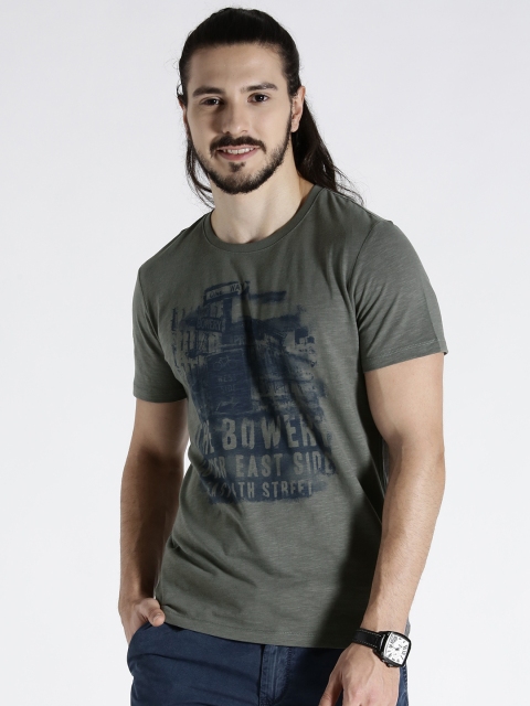 

s.Oliver Men Grey Printed Round Neck T-shirt