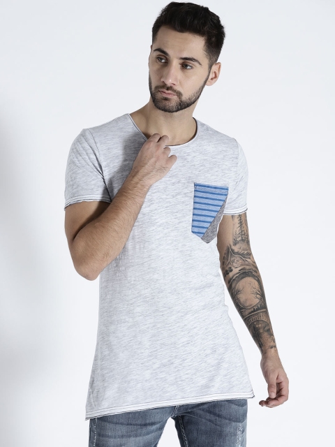 

s.Oliver Men Grey Melange Solid Round Neck T-shirt