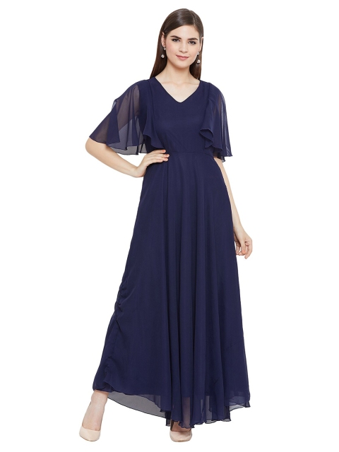 

HELLO DESIGN Navy Blue Georgette Maxi Dress