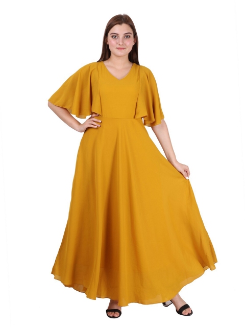 

HELLO DESIGN Mustard Yellow Georgette Maxi Dress