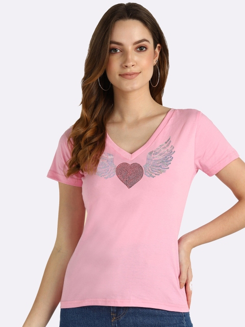 

shashvi Women Rose Printed V-Neck T-shirt