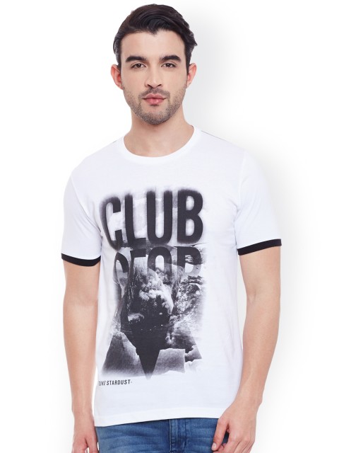 

Duke Men White & Black Printed Regular Fit Round Neck T-shirt