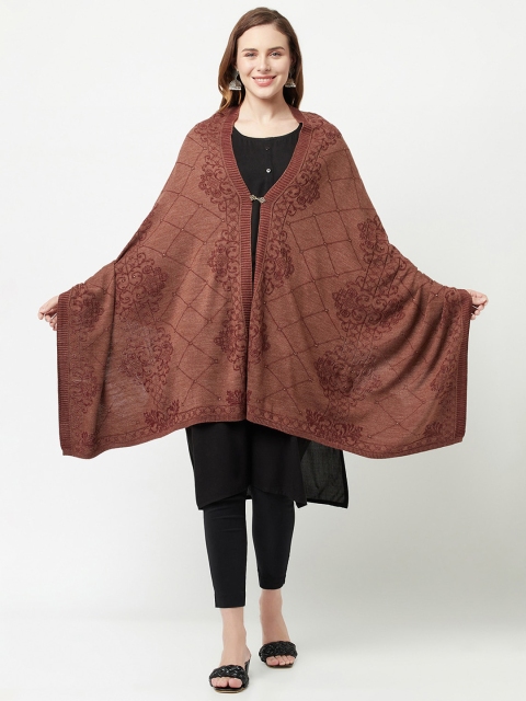 

Knitstudio Women Brown Solid Knitted Shawl