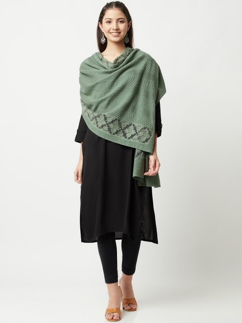

Knitstudio Women Sea Green Solid Knitted Shawl