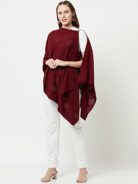 

Knitstudio Women Maroon Solid Knitted Shawl