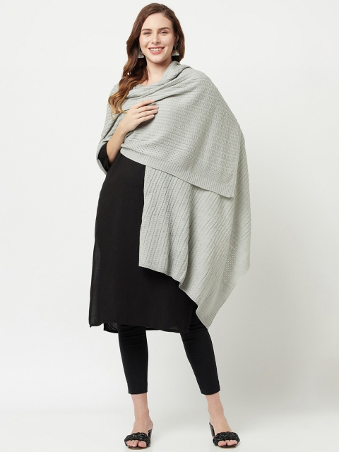 

Knitstudio Women Green Self Design Knitted Shawl