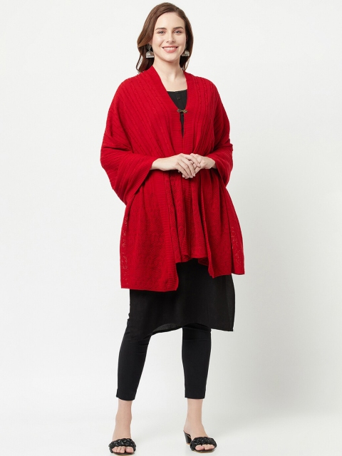 

Knitstudio Women Red Solid Knitted Shawl