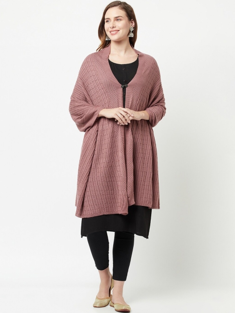 

Knitstudio Women Pink-Colored Solid Knitted Shawl
