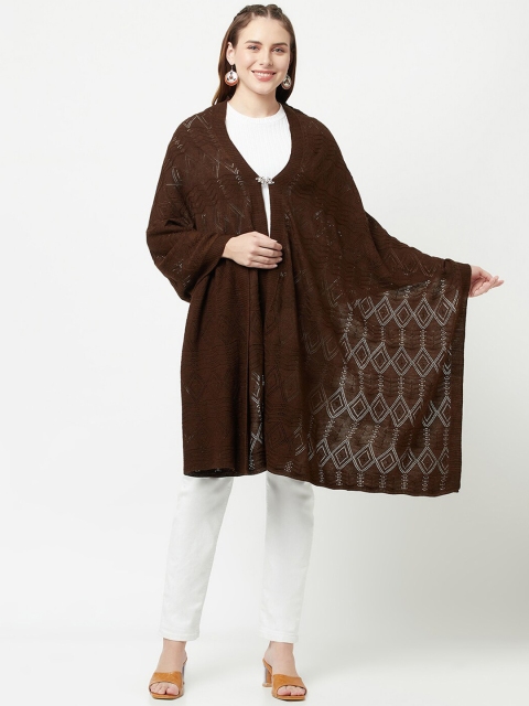 

Knitstudio Women Brown Solid Knitted Shawl