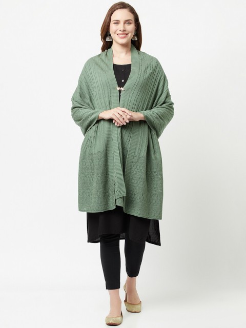 

Knitstudio Women Sea Green Solid Knitted Shawl