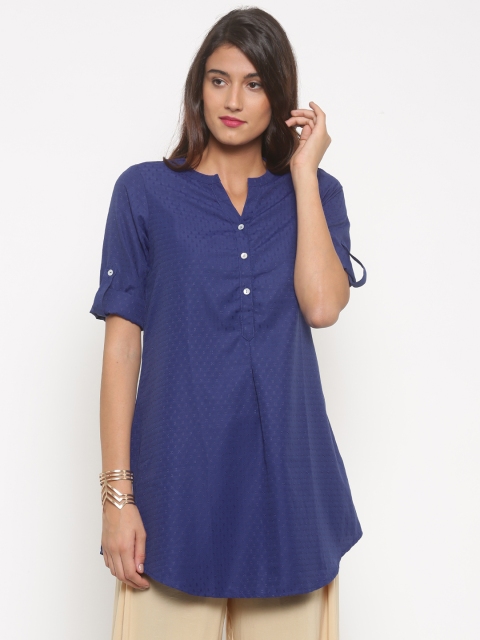 

Global Desi Blue Self-Design Tunic