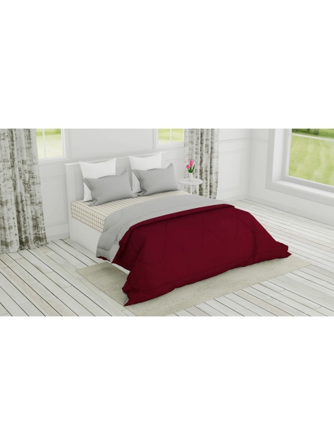 

haus & kinder Maroon & Grey Microfiber AC Room 150 GSM Double Bed Reversible Comforter