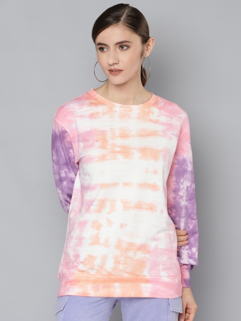 

VividArtsy Women Multicoloured Tie & Dye Sweatshirt, Multi
