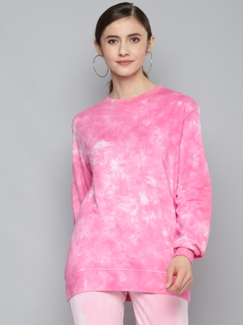 

VividArtsy Women Pink Tie & Dye Sweatshirt