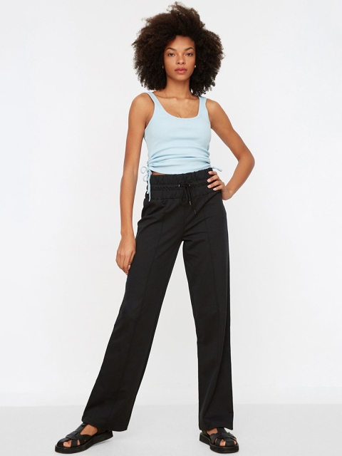 

Trendyol Women Black Solid Regular Fit Track Pant