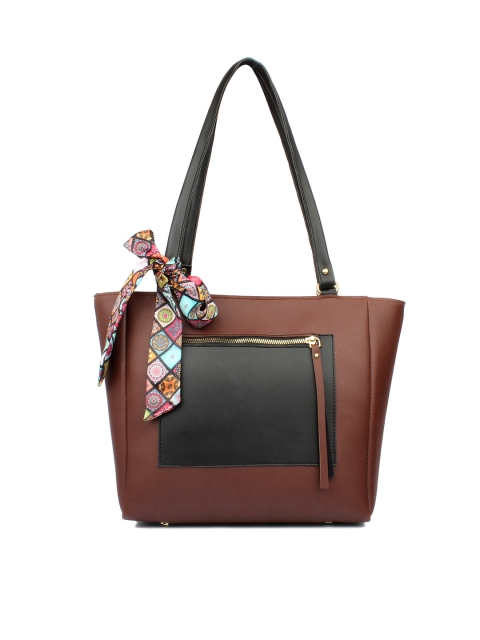 

Style Shoes Brown Colourblocked Structured Handheld Bag