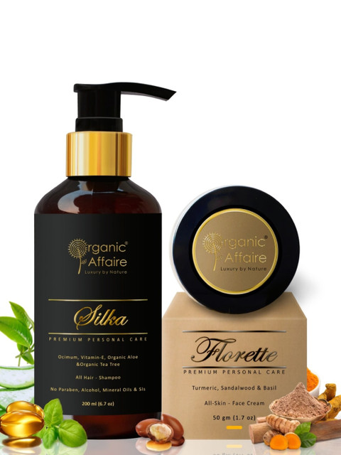 

Organic Affaire Set of 2 All Hair Tea Tree Shampoo & Basil Anti-Aging Cream 250gm, Black
