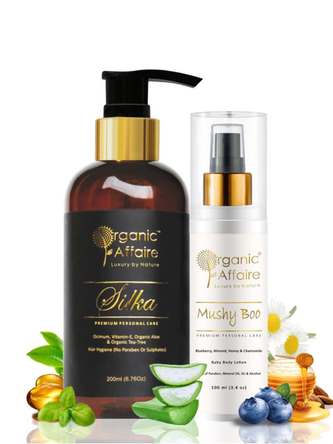 

Organic Affaire Set Of 2 All Hair Aloe Vera Shampoo & Blueberry Baby Lotion- 300ml, Black